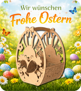 Osterkorb - Hase mit Möhren
