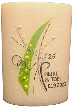 Hochzeitskerze Silberhochzeit Heike und Tobi