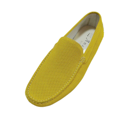 Loafers In Yellow Perforated Suede