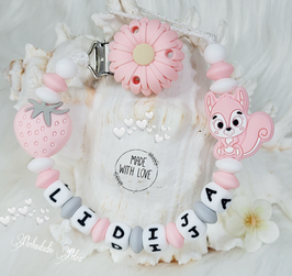 NEU!!! SILIKON Schnullerkette "Cuty Strawberry" rose