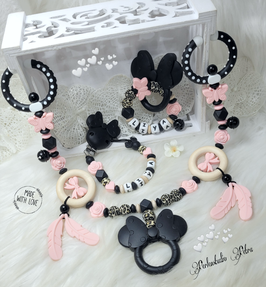 Kinderwagenkette Set "Little cuty Leomouse" rose