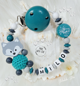 Schnullerkette "Little Foxy" Prinz petrol