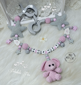 Kinderwagenkette " Elefanti´s Sternenwelt" rosa