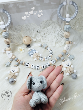 Kinderwagenkette Set "Elefant oder Herz"