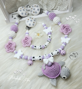 Kinderwagenkette Set "Frühling" flieder (auch in rosa erhältlich)