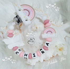 NEU!!! SILIKON Schnullerkette " Cuty Rainbow"