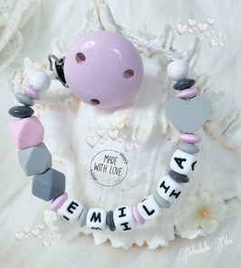 Schnullerkette "You are my heart" rosa