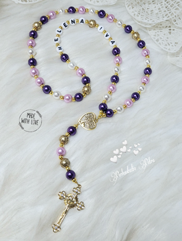 Rosenkranz "Lebensbaum" gold /lila/rose