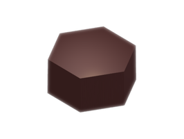 Molde de chocolate y bombón con forma de hexágono.
