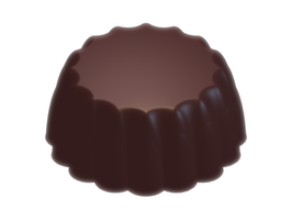 Molde de chocolate y bombón con forma de canelé.