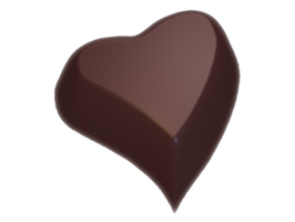 Molde de chocolate y bombón con forma de corazón inclinado.