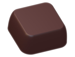 Molde de chocolate y bombón con forma de cuadrado.