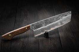 NAKIRI Flacherl: ApexUltra Schneidlage, Aussenlagen aus Damast und Kupfer Diffusionssperre (Maserbirke braun)