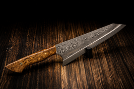 KIRITSUKE: 150 Lagen Damast, Hook-Grind rechts (Maserbirke hell)