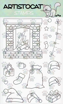 GRATIS Weihnachtskamin - Stempel A6