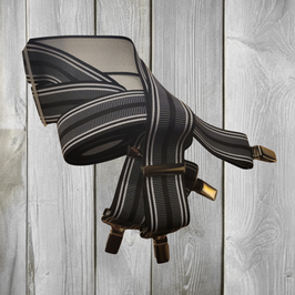 Bretelles "Chevron35" en noir & gris en ligne avec 4 pinces