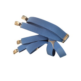 Bretelles  "Azur" en bleu  avec 4 pinces, hauteur 130 cm & largeur 2,5 cm