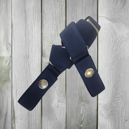 Ceinture sans boucle "Marie-Galante", élastine striée en bleu marine