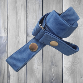 Ceinture sans boucle "AZUR" élastine oblique en bleu