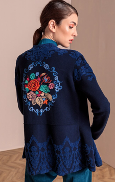 Bestickter Cardigan blau - IVKO