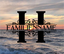 Monogramm H mit Familiennamen 10cm x 16cm