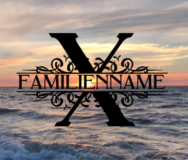 Monogramm X mit Familiennamen 15cm x 24cm