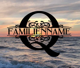 Monogramm Q mit Familiennamen 10cm x 16cm