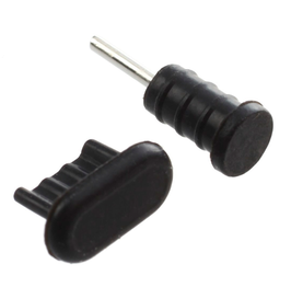 3x Couple de cache et bouchon anti-poussière silicone noir pour entrée Micro-USB et Jack 3.5 mm