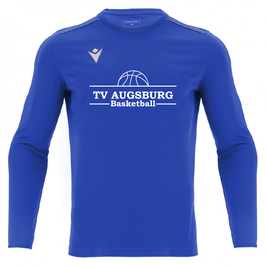 TV Augsburg Shootingshirt blau langarm mit Basketball Logo und Wunschname