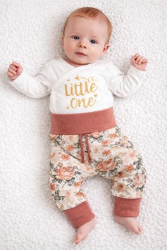 Kuschelset little one Flowers gold/clay-pink 62 - ab 2Mt.