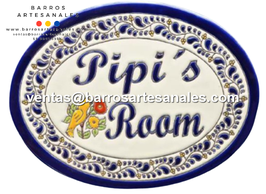 Placa Domiciliaria Realzada Plumeado Azul destellos amarillos Ovalada