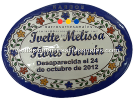 Placa Domiciliaria Realzada Bouquet Plaza Azul Ovalada