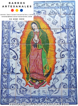 Virgen de Guadalupe Pintada 100% a mano en Azulejo Talavera de 10x10 MODELO-101