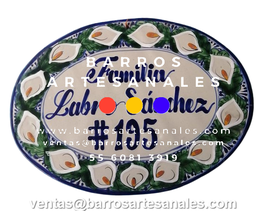Placa Domiciliaria de Talavera Personalizada Ovalada Mod: 106