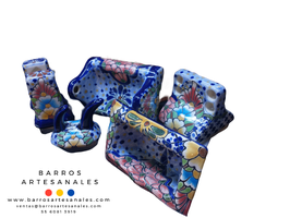 Talaverado 401 (Set de Accesorios para Baño en Talavera con 8 piezas)