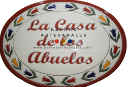 Placa Domiciliaria Realzada Tulipanes Plaza Terracota Ovalada