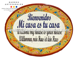 Placa Domiciliaria Realzada Plumeado Colores Plaza Terracota Ovalada