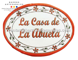 Placa Domiciliaria Realzada VioletsTerracota Ovalada