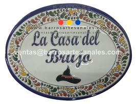 Placa Domiciliaria Realzada Plumeado Especial Otoño Ovalada