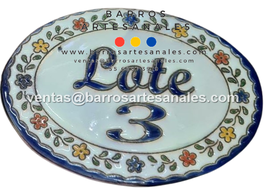 Placa Domiciliaria Realzada Bouquet Plaza Azul Ovalada