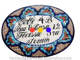 Placa Domiciliaria de Talavera Personalizada Ovalada Mod: 101