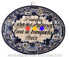 Placa Domiciliaria de Talavera Personalizada Ovalada Mod: 104