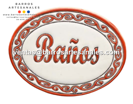 Placa Domiciliaria Realzada Greca Terracota Ovalada