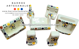 Bouquet 102 (Set de Accesorios para Baño en Talavera con 8 piezas)