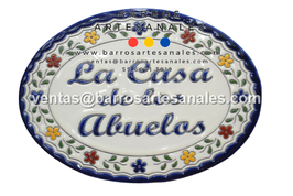 Placa Domiciliaria Realzada Bouquet Plaza Azul Ovalada
