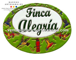 Placa Domiciliaria Realzada Pajaritos Fondo Verde Ovalada