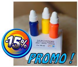 Recharges d'encre (lot des 3 couleurs Bleu - Jaune - Orange)