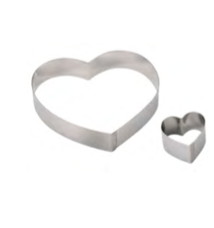 PASTICCERIA INOX FORME CUORE ,  tondo 22 cm ,  Ø 22 x H 4 cm , sp 1 mm , confezione 1 pz .