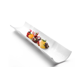 VASSOIO "BAMBOO" GRANDE 40X7 CM BIANCO PASTA VETRO MURANO