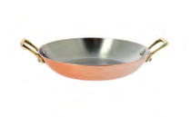 TEGAME TONDO CON 2 MANIGLIE INOCUIVRE RAME VIP MANICATURA OTTONE , Ø 12 x H 2 cm , confezione da 1 pz.